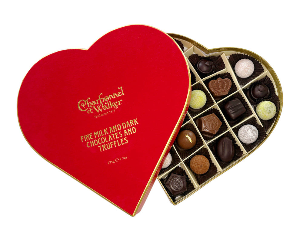 Red Velvet Heart with Fine Milk & Dark Chocolates & Truffles- without alcohol